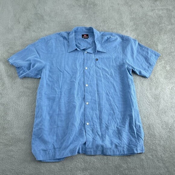 Quiksilver Mens Short Sleeve Button-Up Shirt XXL Blue Checkered Casual 4756 - Picture 1 of 8